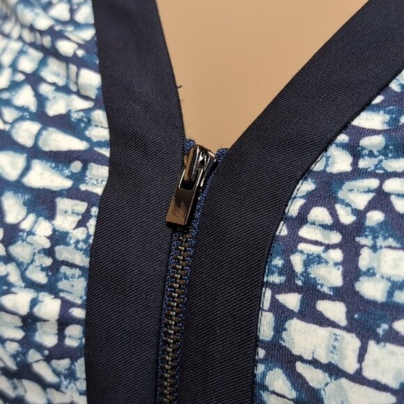 Tory Burch Vienna Dress Womens Size Small Blue Zippered Short Sleeve Fit & Flare - Picture 8 of 14